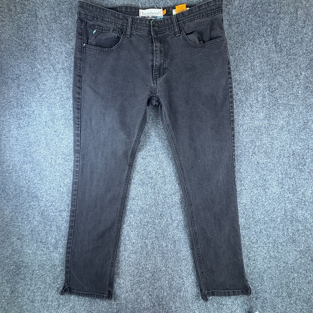 Tailor Vintage Connecticut Originals Canaan Jeans Mens 36x28.5‎ Black Slim Fit